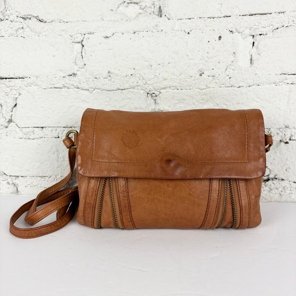 Day & Mood Pine Crossbody Brown Leather Purse Zipper Front Bag